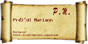 Prádl Mariann névjegykártya